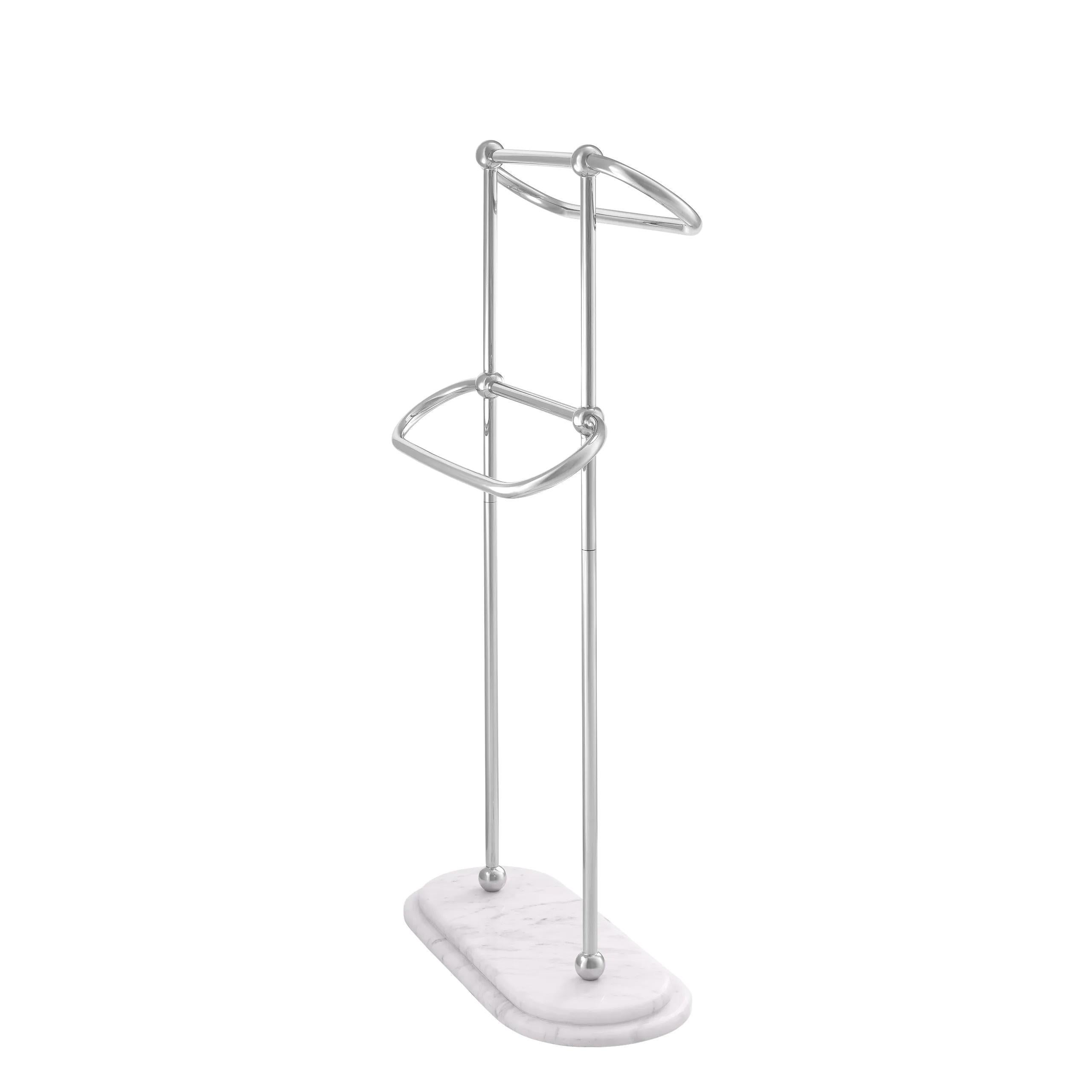 Modern Pair of Free-Standing Towel Rails, Model S, Polished Stainless Steel. For Sale