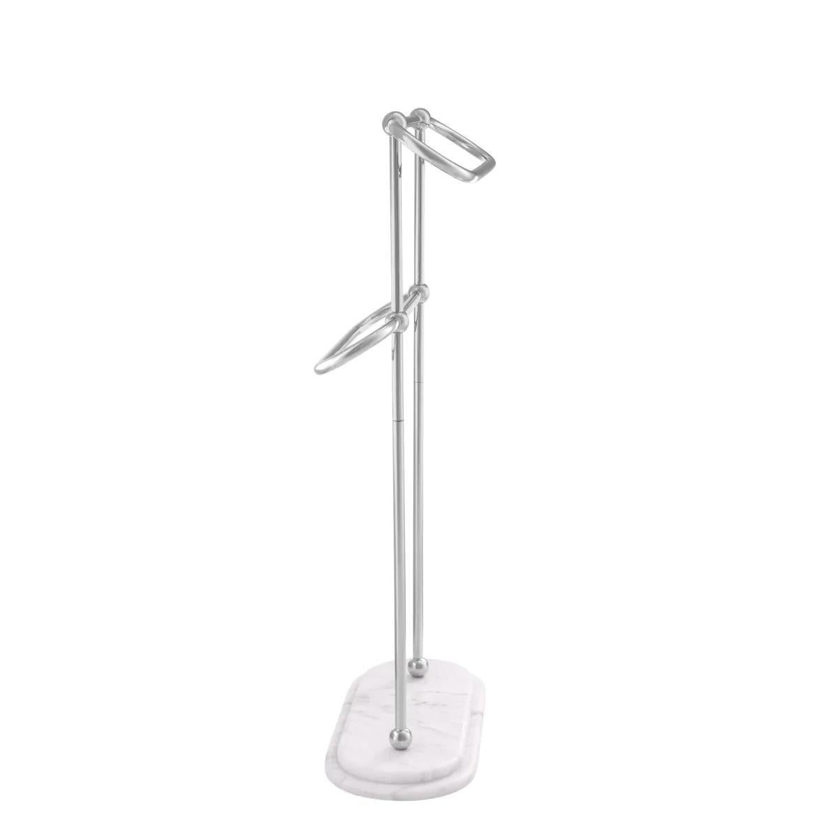 French Pair of Free-Standing Towel Rails, Model S, Polished Stainless Steel. For Sale