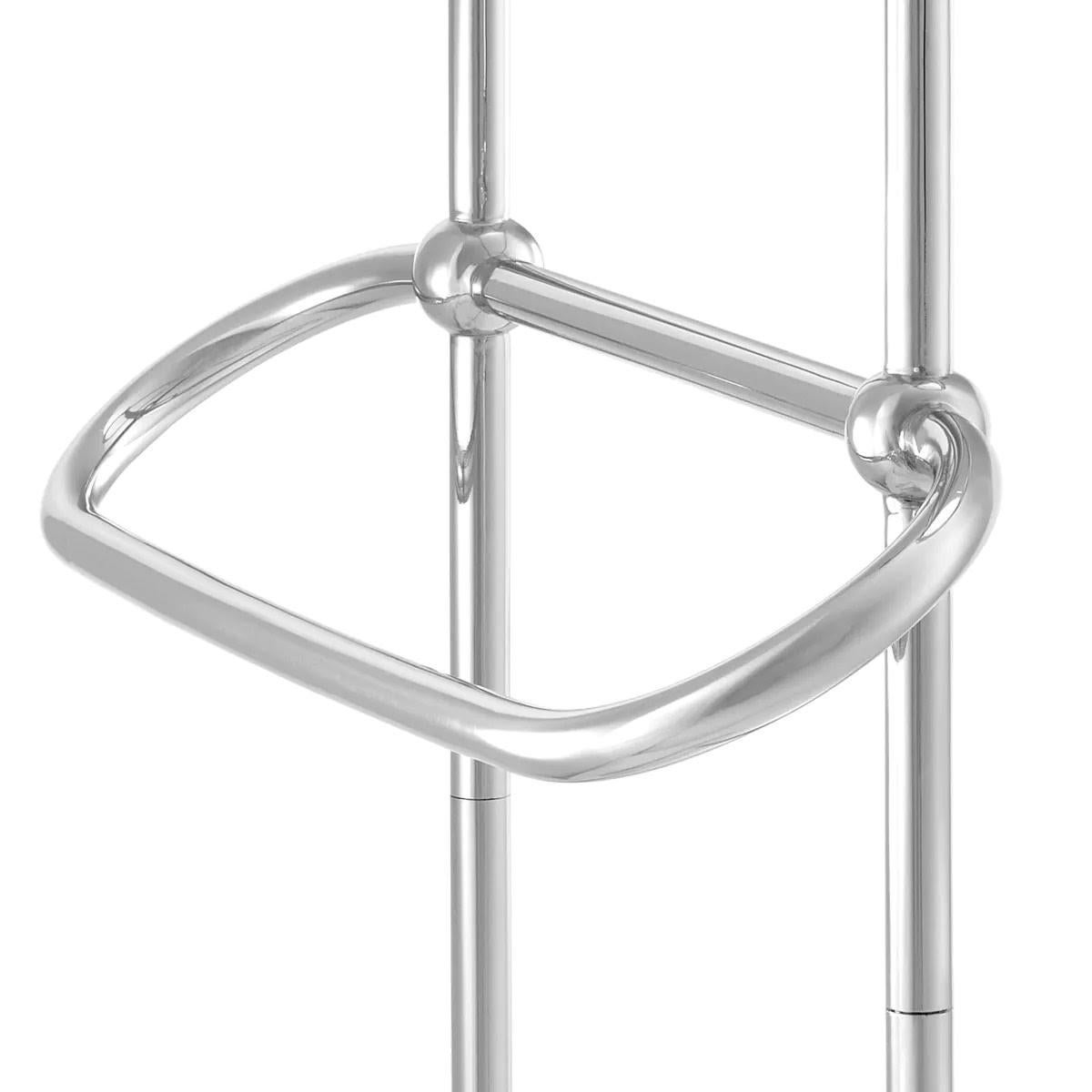 Pair of Free-Standing Towel Rails, Model S, Polished Stainless Steel. For Sale 1