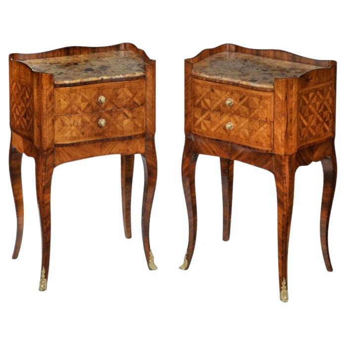 Pair of French 3 Drawer Cherry Wood Bedside For Sale at 1stDibs