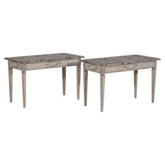 Vintage Pair of freestanding Gustavian style console tables, 20th C.