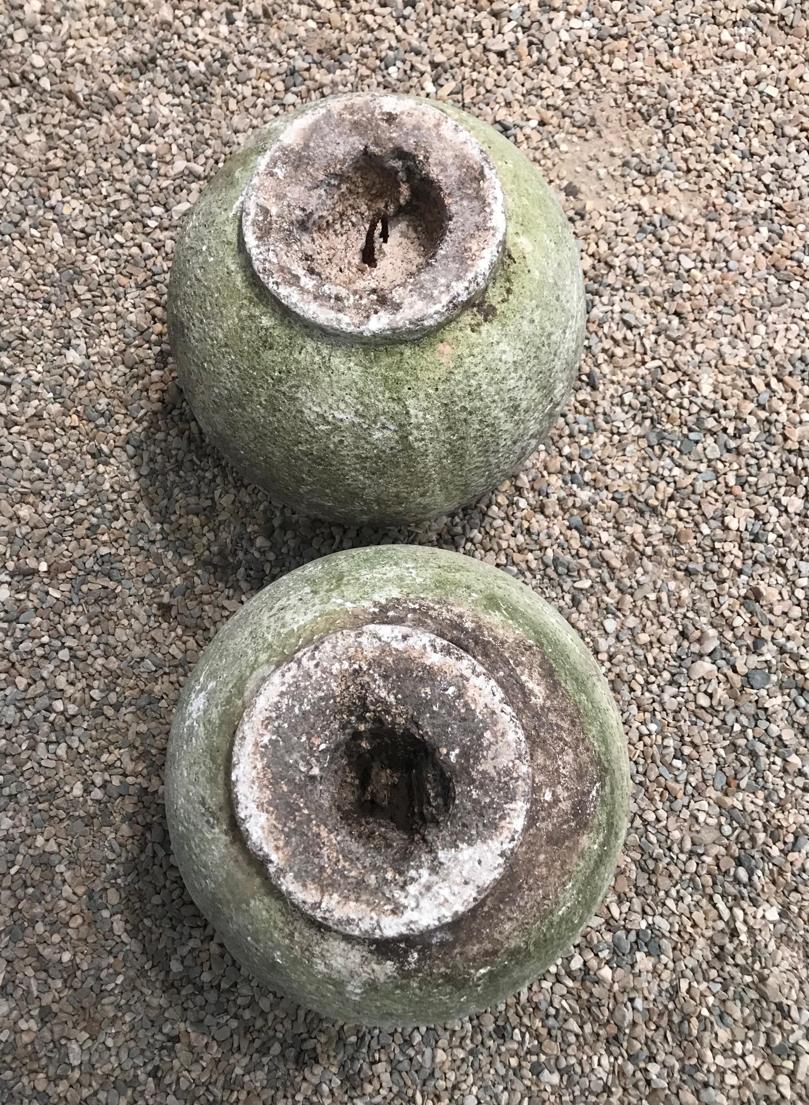 Pair of French Mossy Cast Stone Balls 1