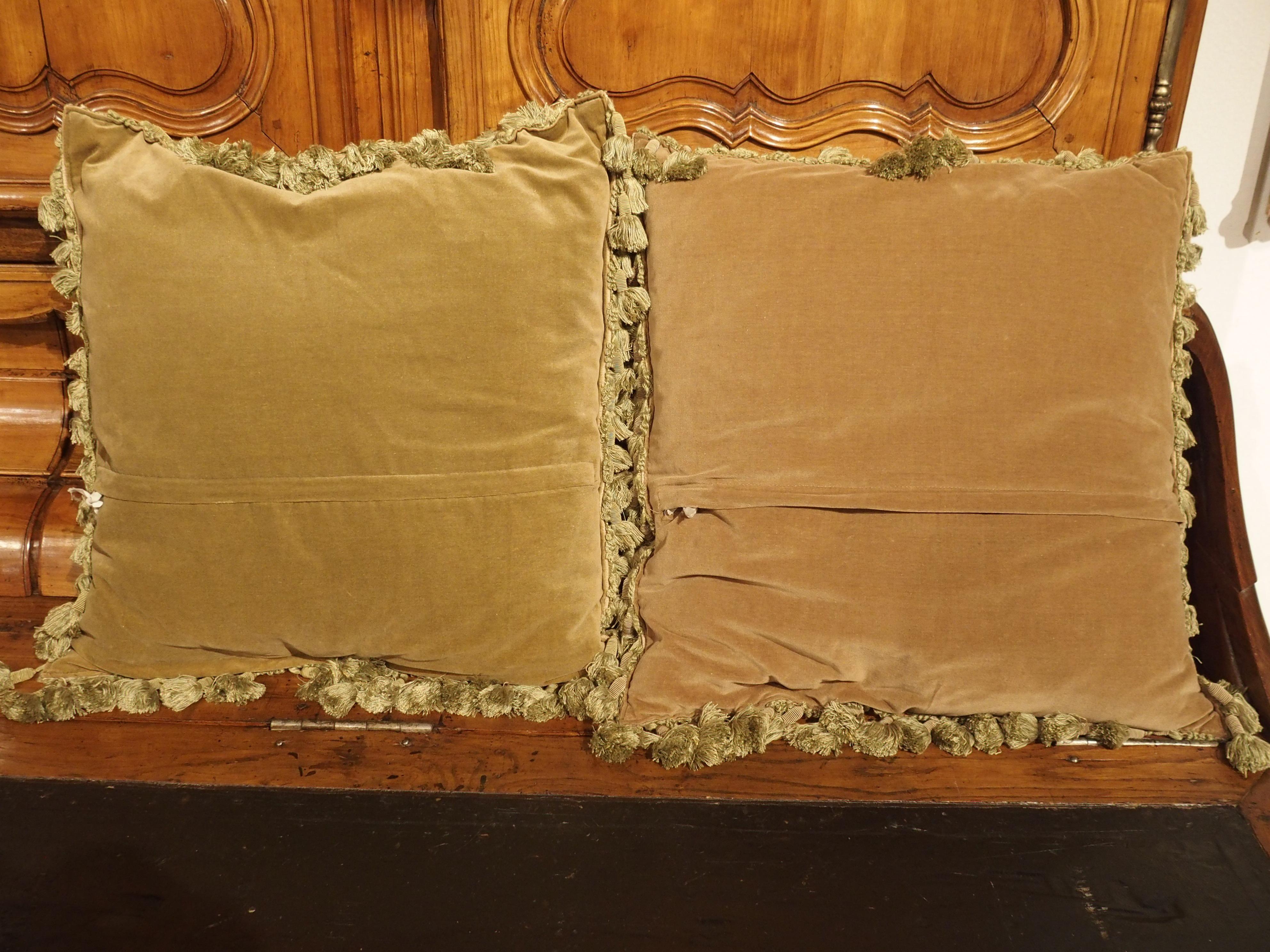 Pair of French 17th Century Aubusson Tapestry Pillows with Tassels 2