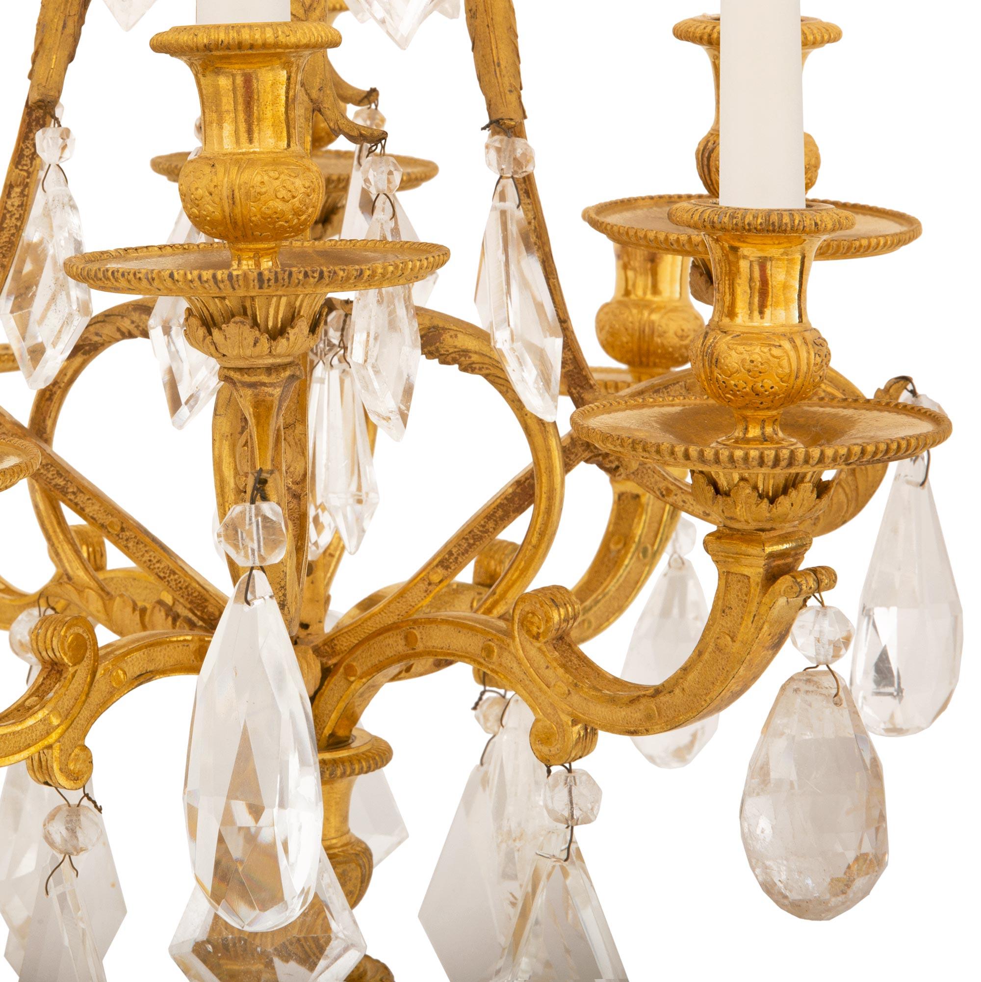 18th Century and Earlier Pair Of French 17th Century Louis XIV Period Ormolu And Rock Crystal Candelabras For Sale