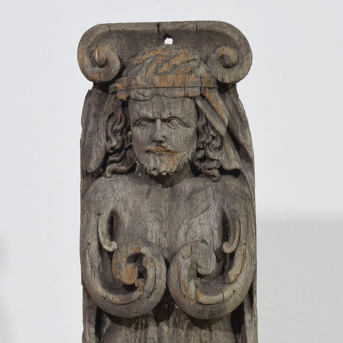 Pair of French 17th Century Weathered Oak Renaissance Ornaments For Sale 7