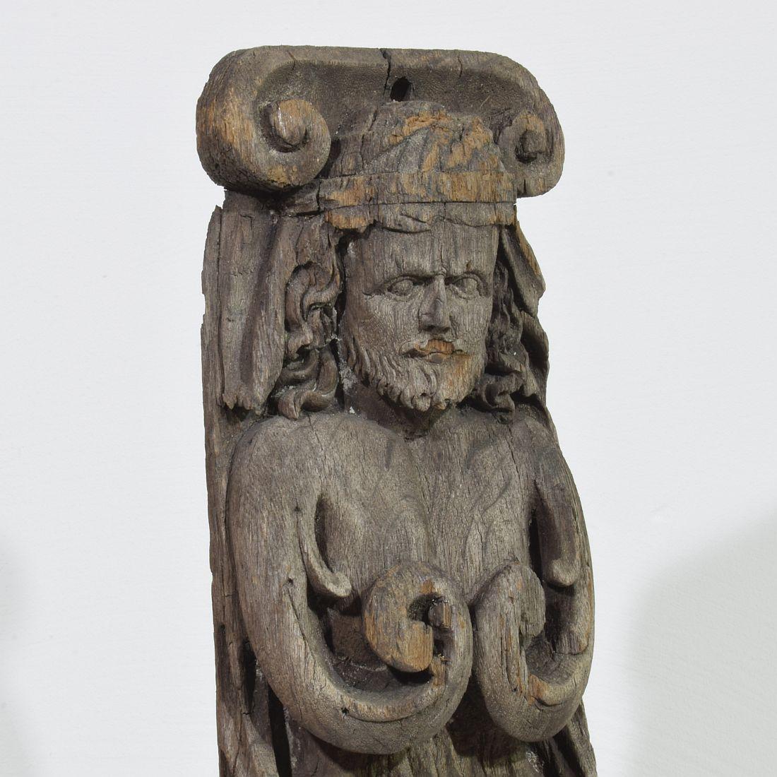 Pair of French 17th Century Weathered Oak Renaissance Ornaments For Sale 9