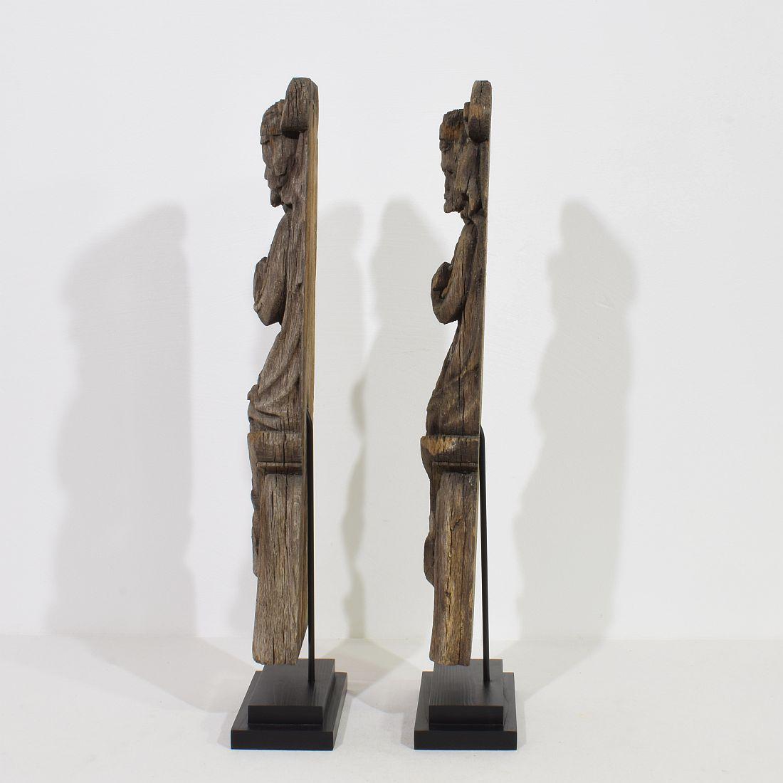 Pair of French 17th Century Weathered Oak Renaissance Ornaments For Sale 1