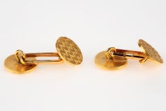 Antique 18 Karat Gold Cufflinks of Basket Weave Design, French circa 1900