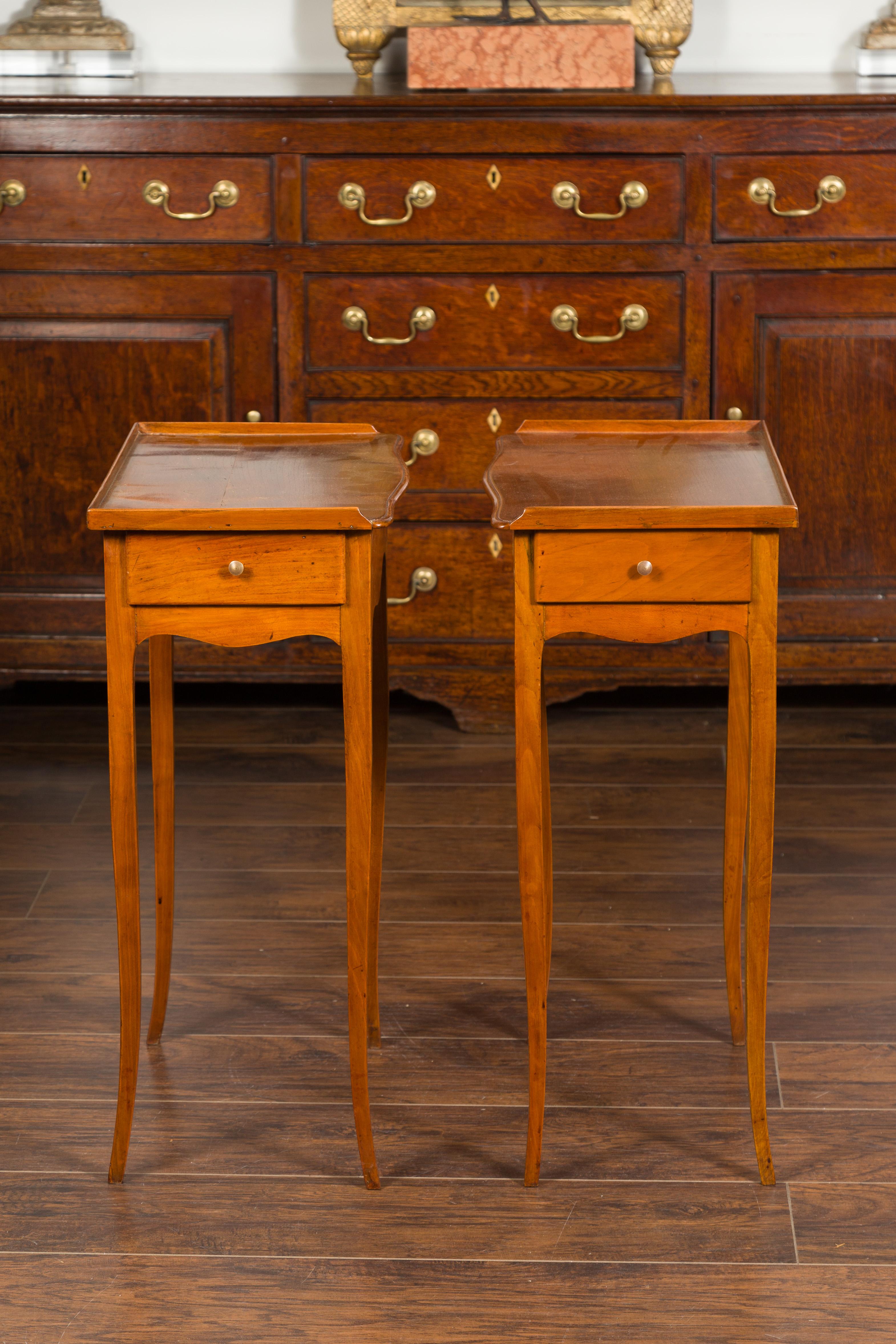 Pair of French 1860s Napoleon III Period Walnut Side Tables with Lateral Drawers 9