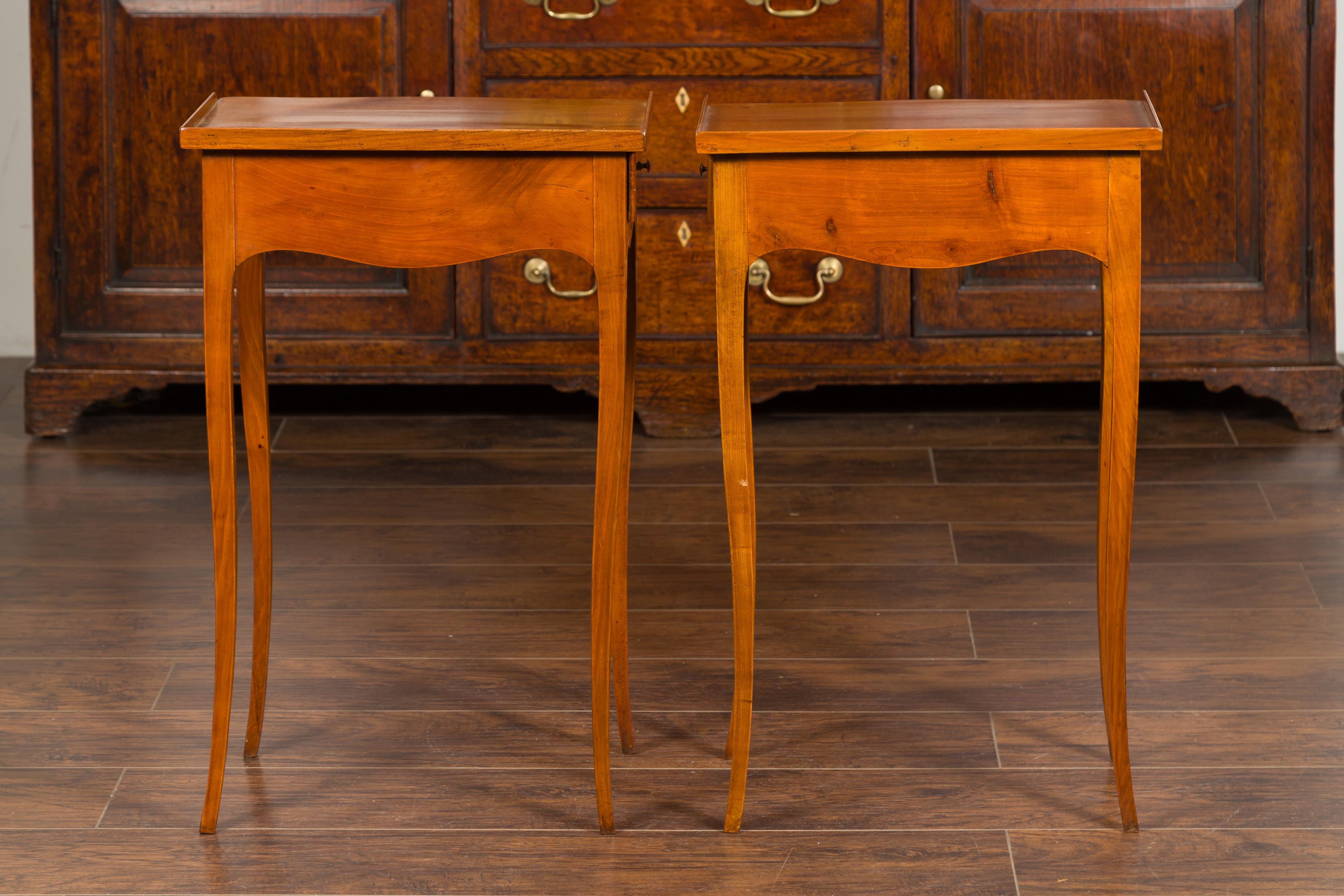 Pair of French 1860s Napoleon III Period Walnut Side Tables with Lateral Drawers 13