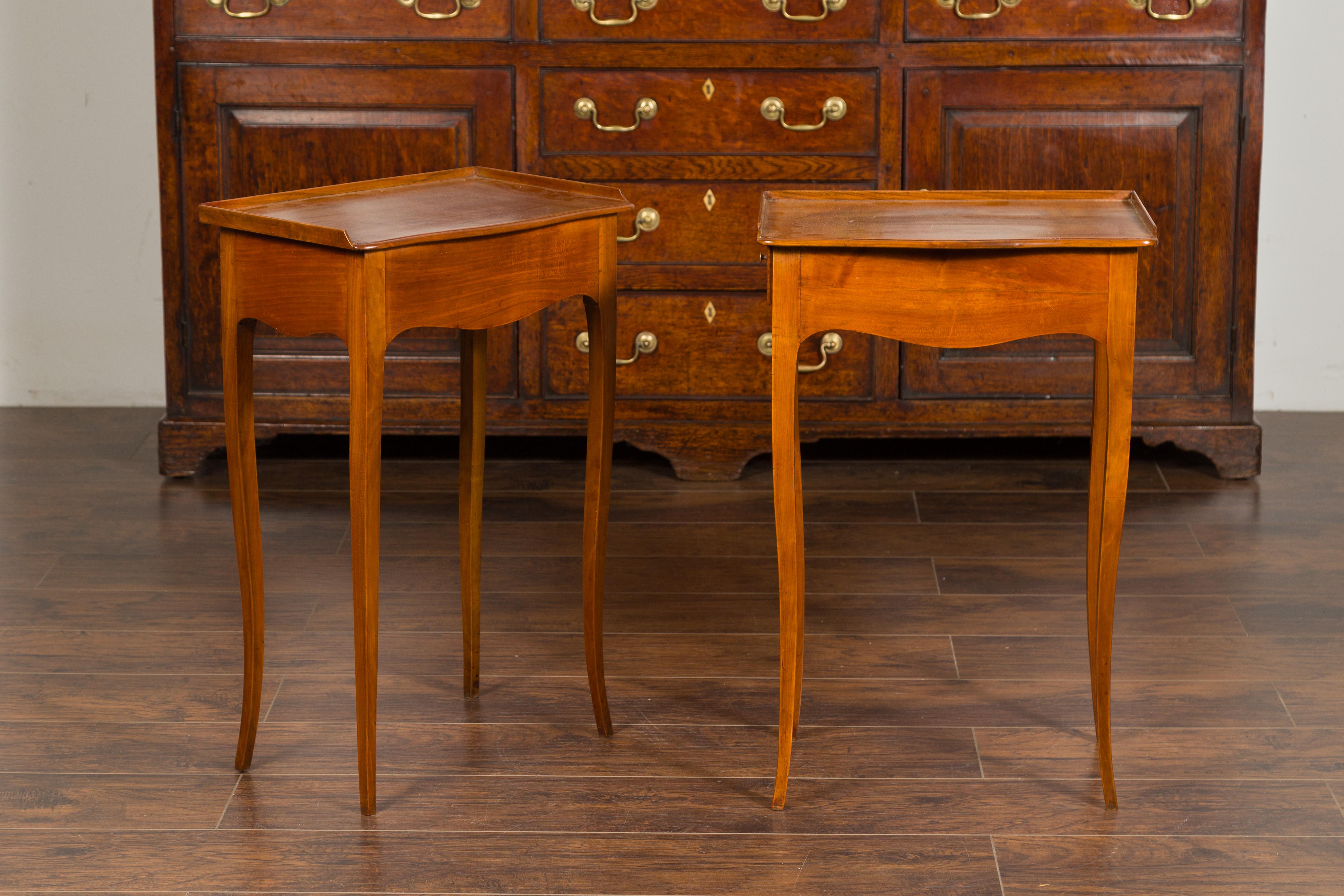 Pair of French 1860s Napoleon III Period Walnut Side Tables with Lateral Drawers In Good Condition In Atlanta, GA