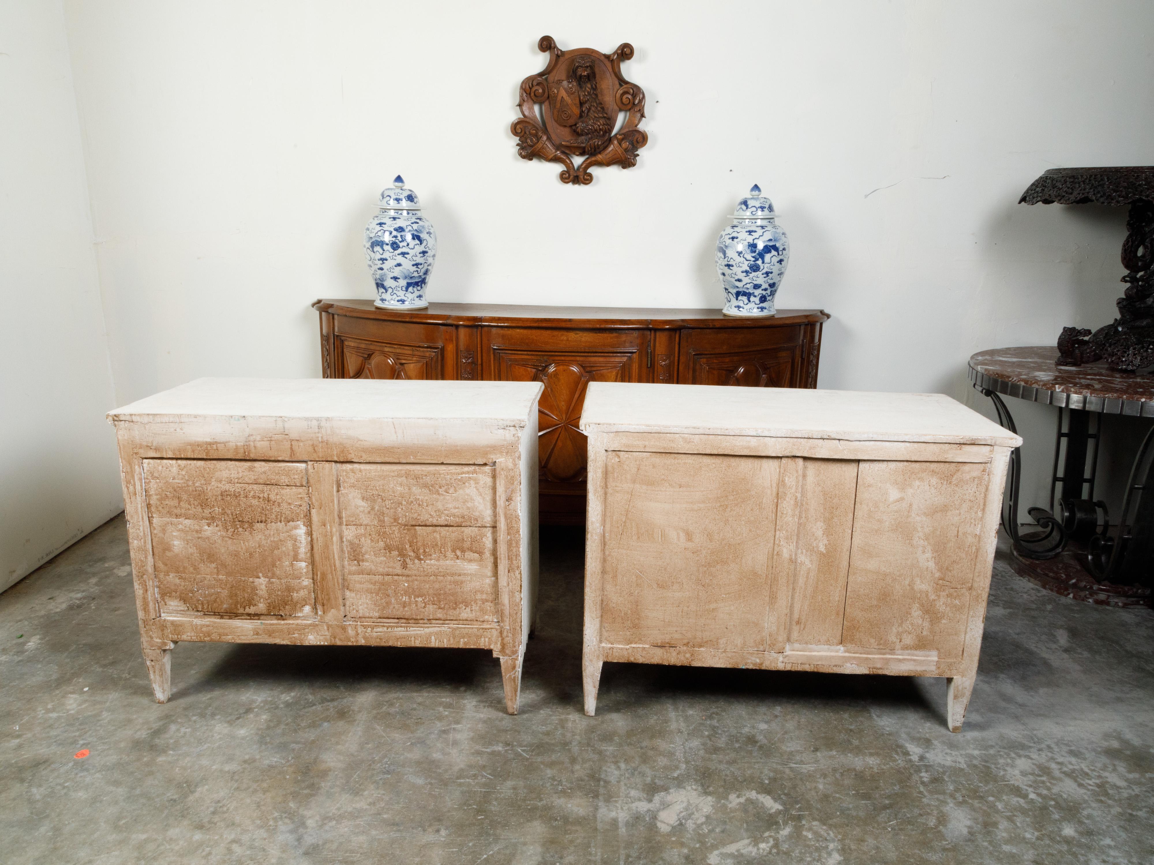 Pair of French 1870s Three-Drawer Commodes with Scalloped Aprons and New Paint 5