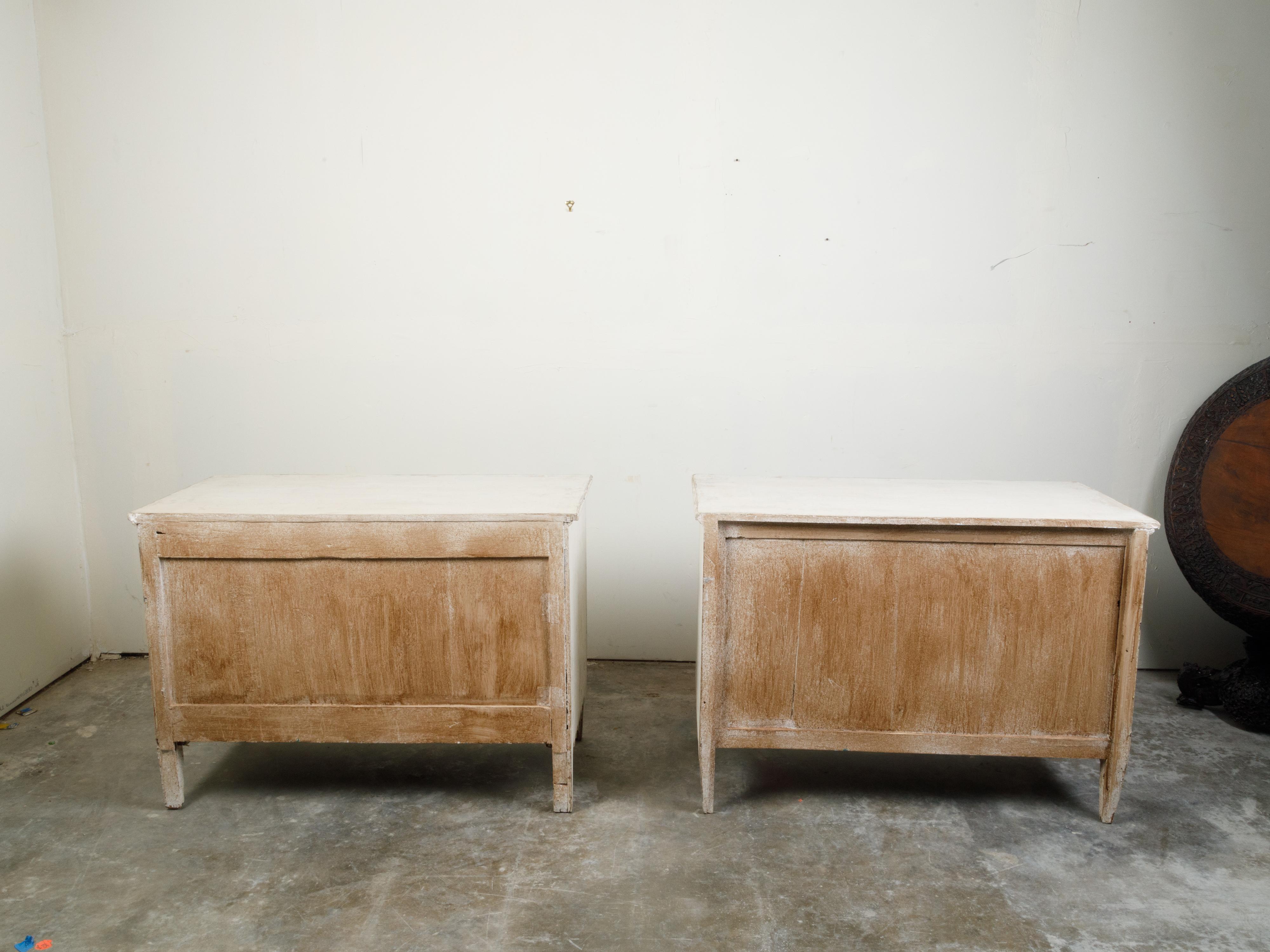 Pair of French 1870s Three-Drawer Commodes with Scalloped Aprons and New Paint 1