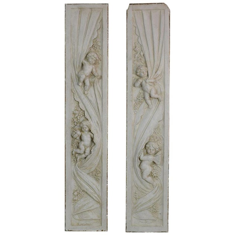 Pair of French 18th-19th Century Carved Wooden Panels with Angels at ...