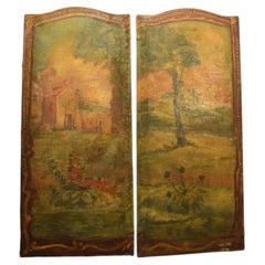 Pair of French 18th c. Painted Screen Panels