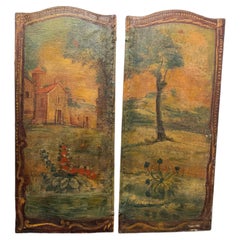Pair of French 18th c. Painted Screen Panels