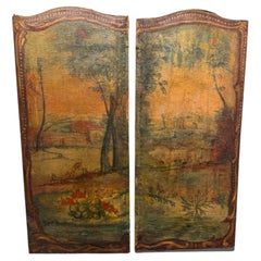 Pair of French 18th c. Painted Screen Panels