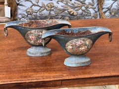 Pair of French 18th-century Blue Tole Sauceboats - Directoire period