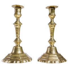 Antique Pair of French 18th Century Brass Candlesticks Rare Decoration Free Shipping