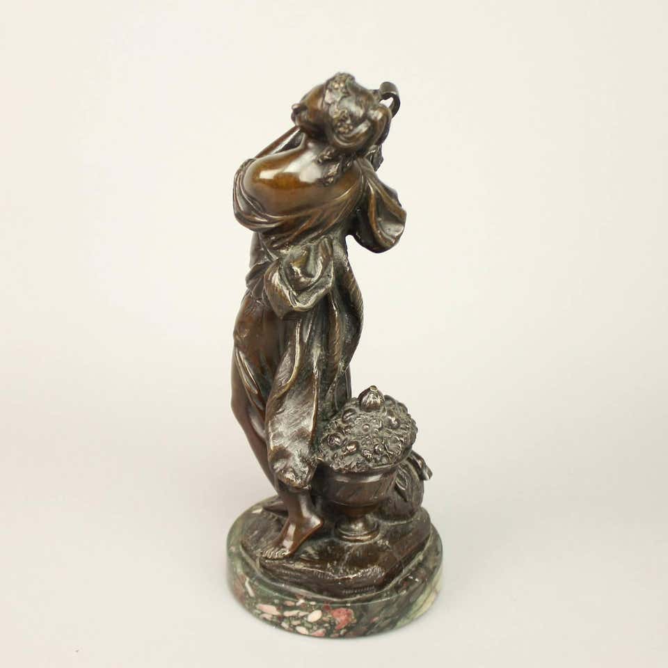 Louis XVI Pair of French 18th Century Bronze Sculpture of Faun and Bacchantin For Sale