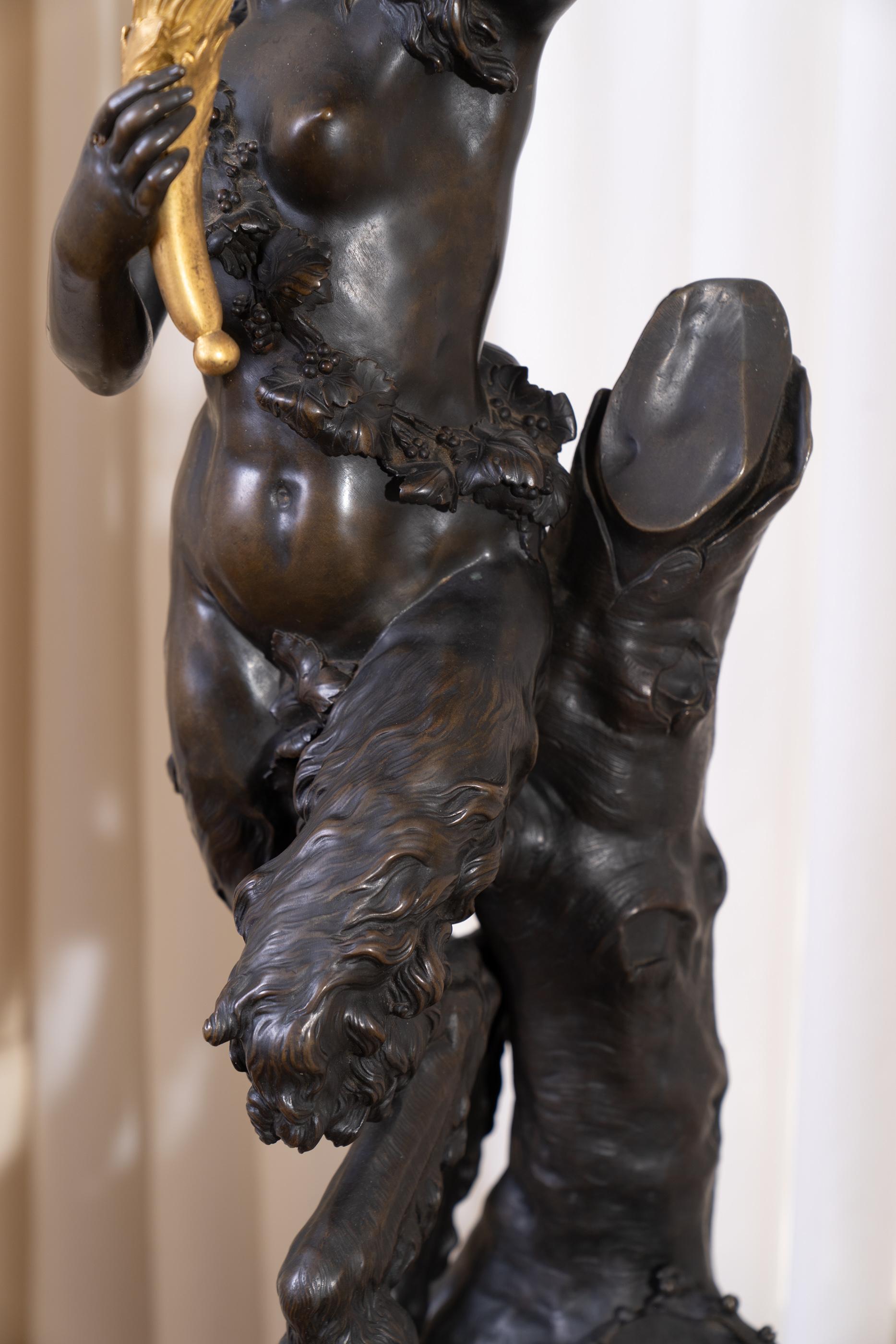 18th Century and Earlier Pair of French 18th Century Bronze Statues of Satyrs, Signed Clodion For Sale