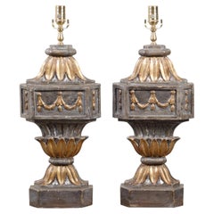 Antique Pair of French 18th Century Carved and Gilded Fragments Made into Table Lamps