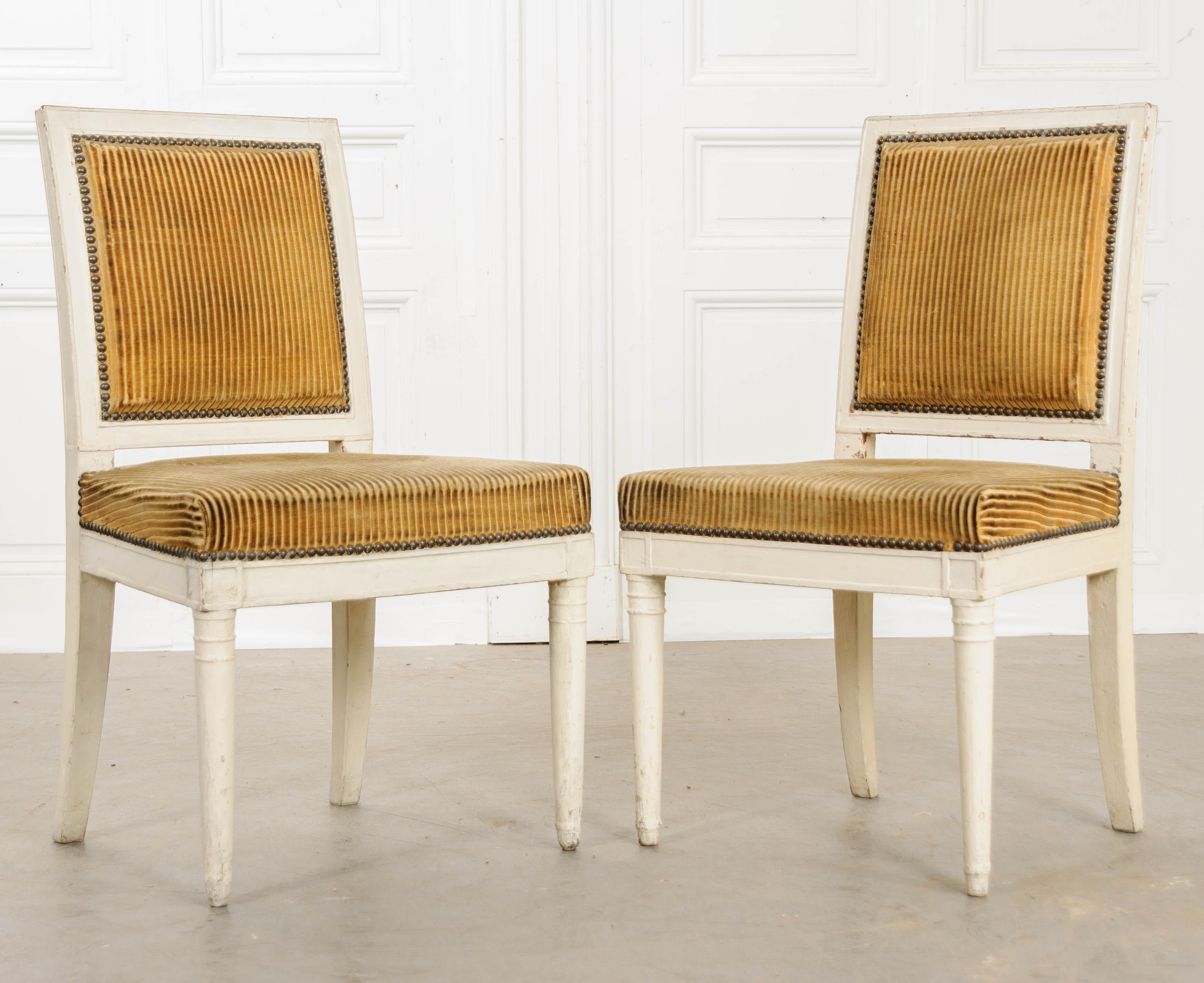 Pair of French 18th Century Directoire Painted Chairs 3