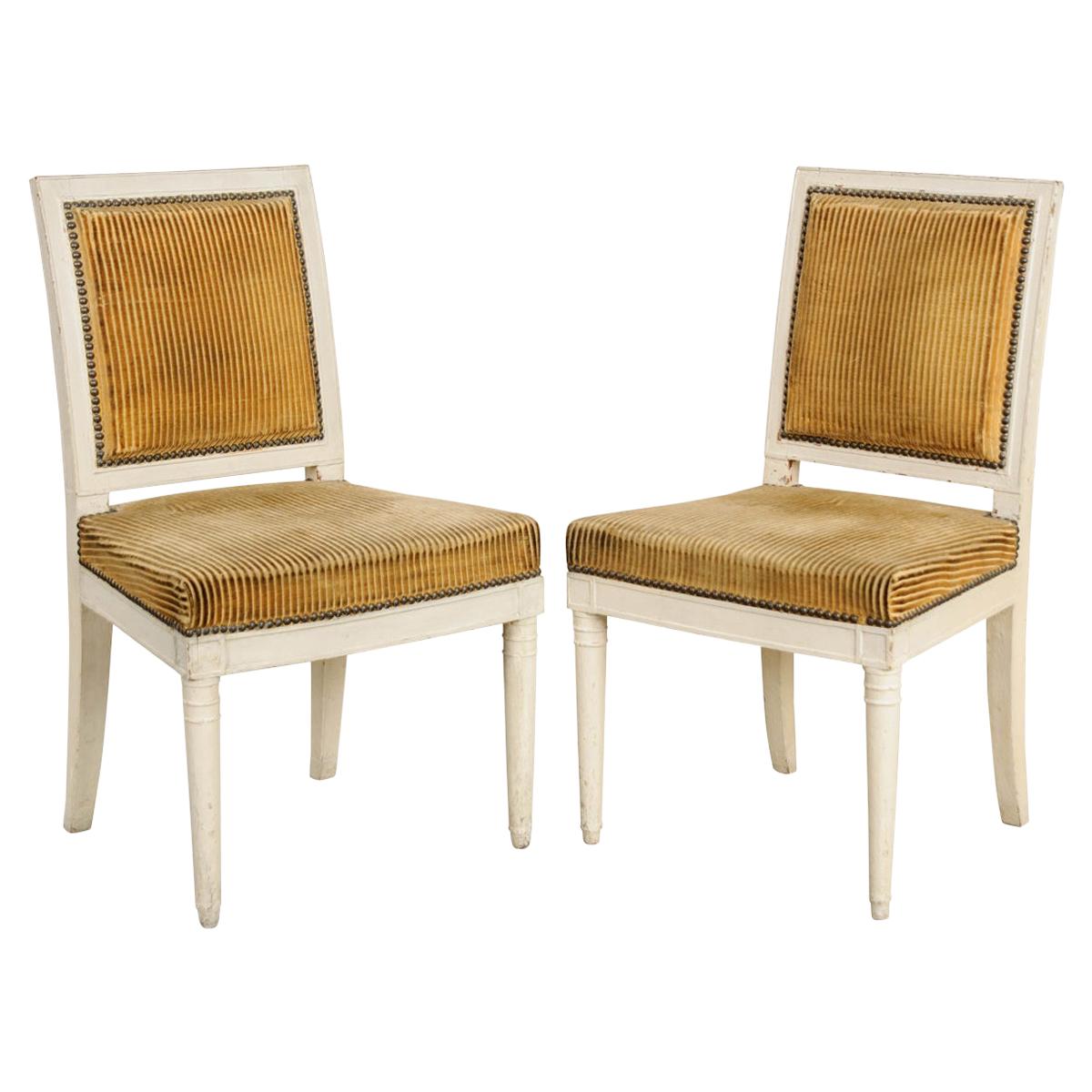 Pair of French 18th Century Directoire Painted Chairs