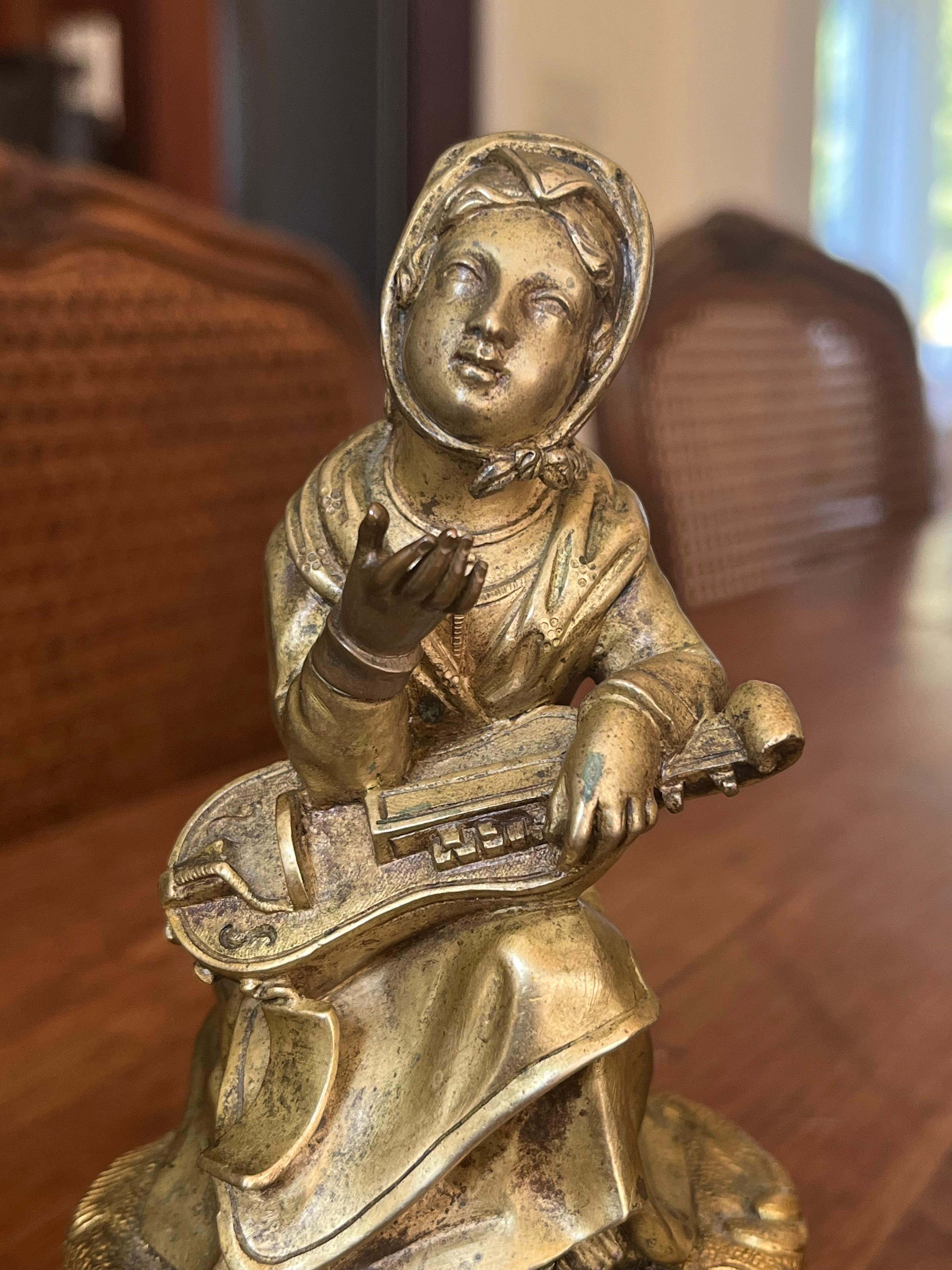 Gilt Pair of French 18th Century Figural Sculptures For Sale