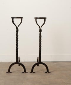 Pair of French 18th Century Forged Iron Andirons