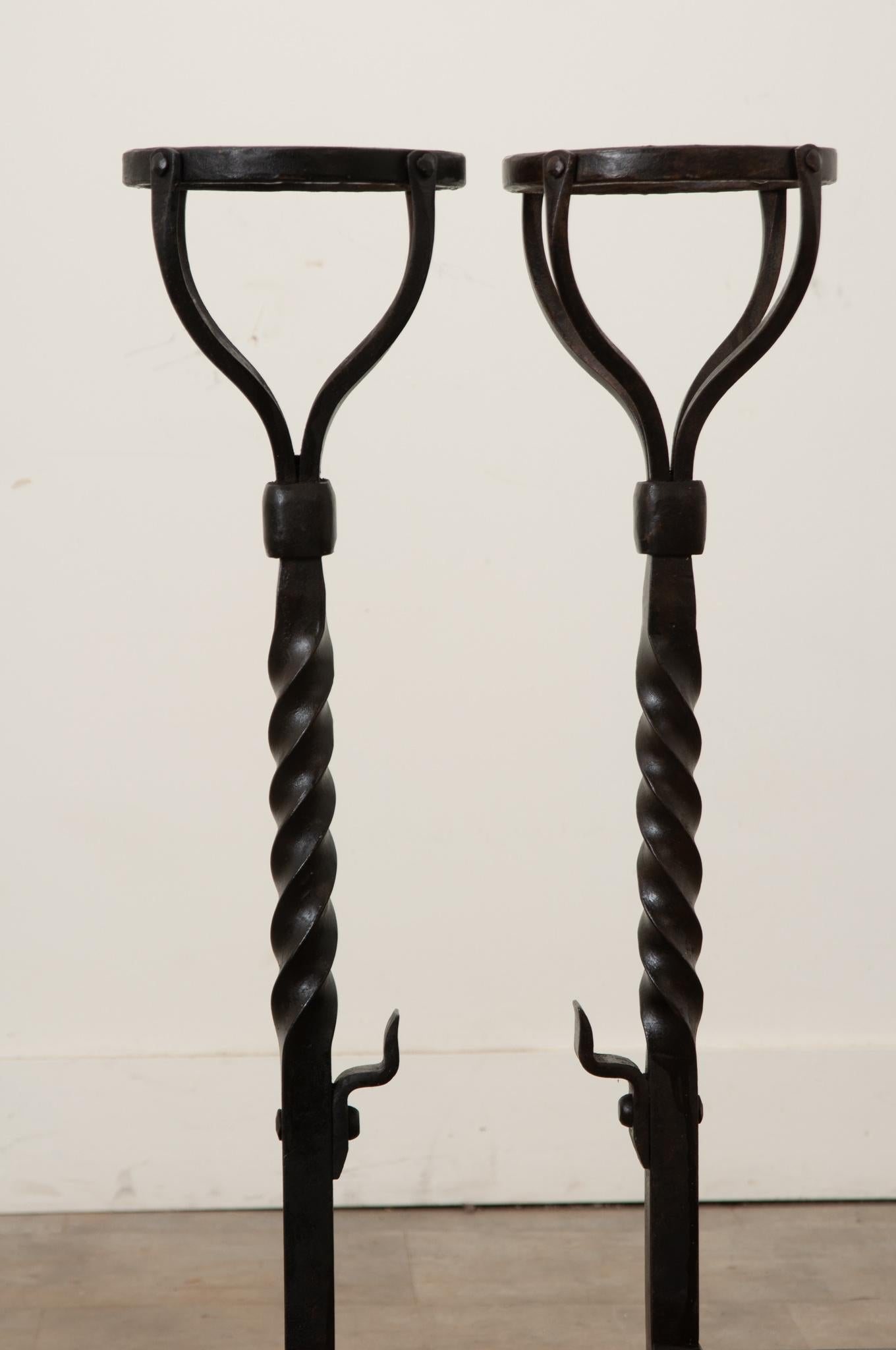 Pair of French 18th Century Forged Iron Andirons 4