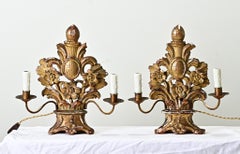 French 18th Century Gilt Candelabra Lamps - a Pair
