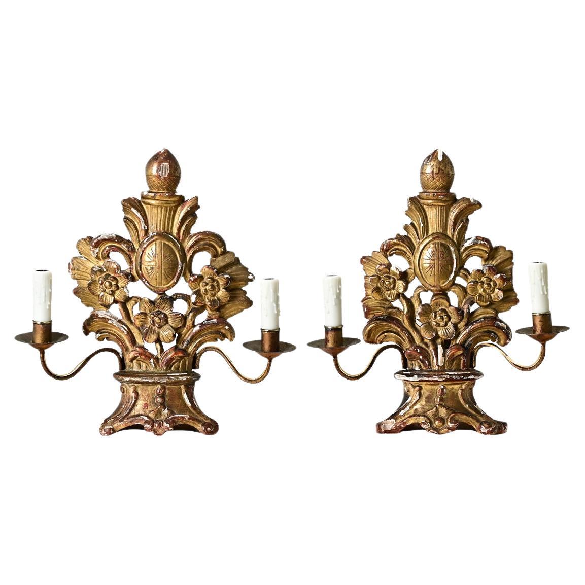 Pair of French 18th Century Gilt Candelabras