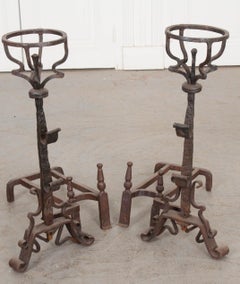 Pair of Spanish 18th Century Iron Andirons