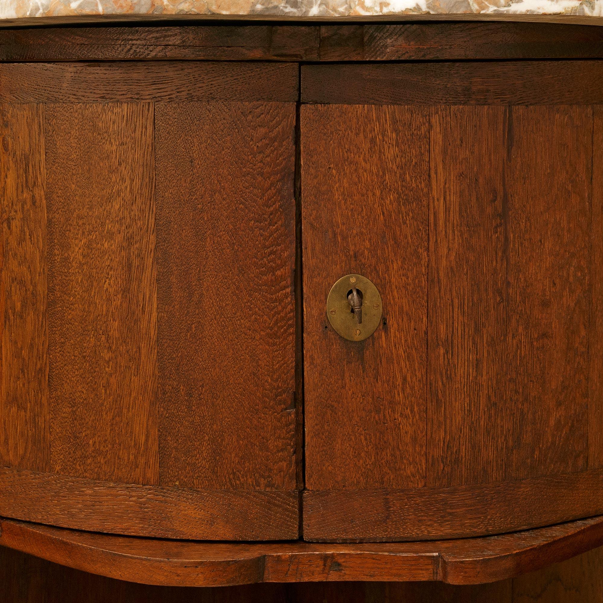 pair of French 18th century Kingwood, Ormolu and Rouge Marble corner cabinets For Sale 7