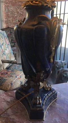 A Pair of French 18th Century Lapis Lazuli Bronze Mounted Cassolettes as Lamps