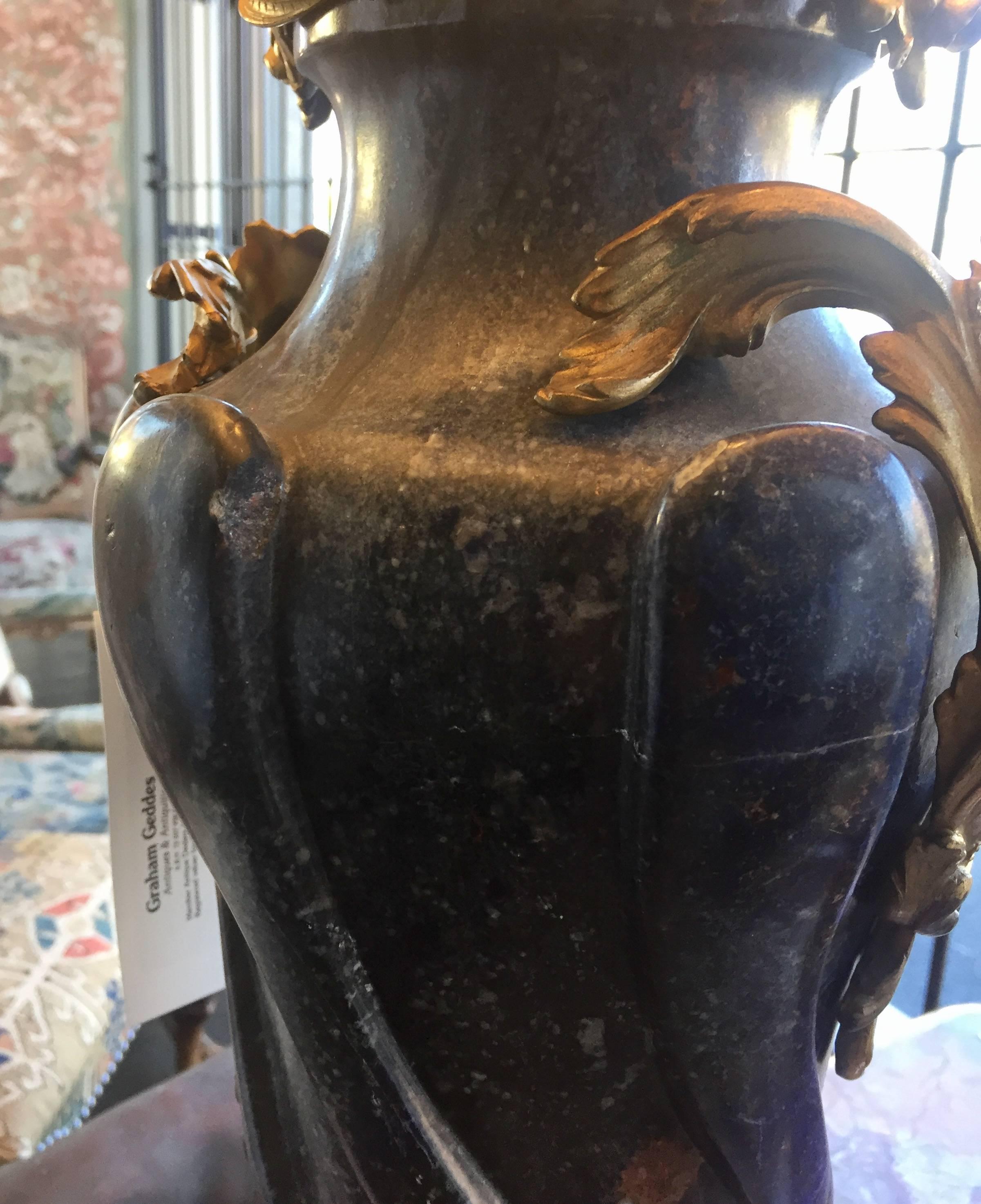 A Pair of French 18th Century Lapis Lazuli Bronze Mounted Cassolettes as Lamps In Good Condition For Sale In Armadale, Victoria