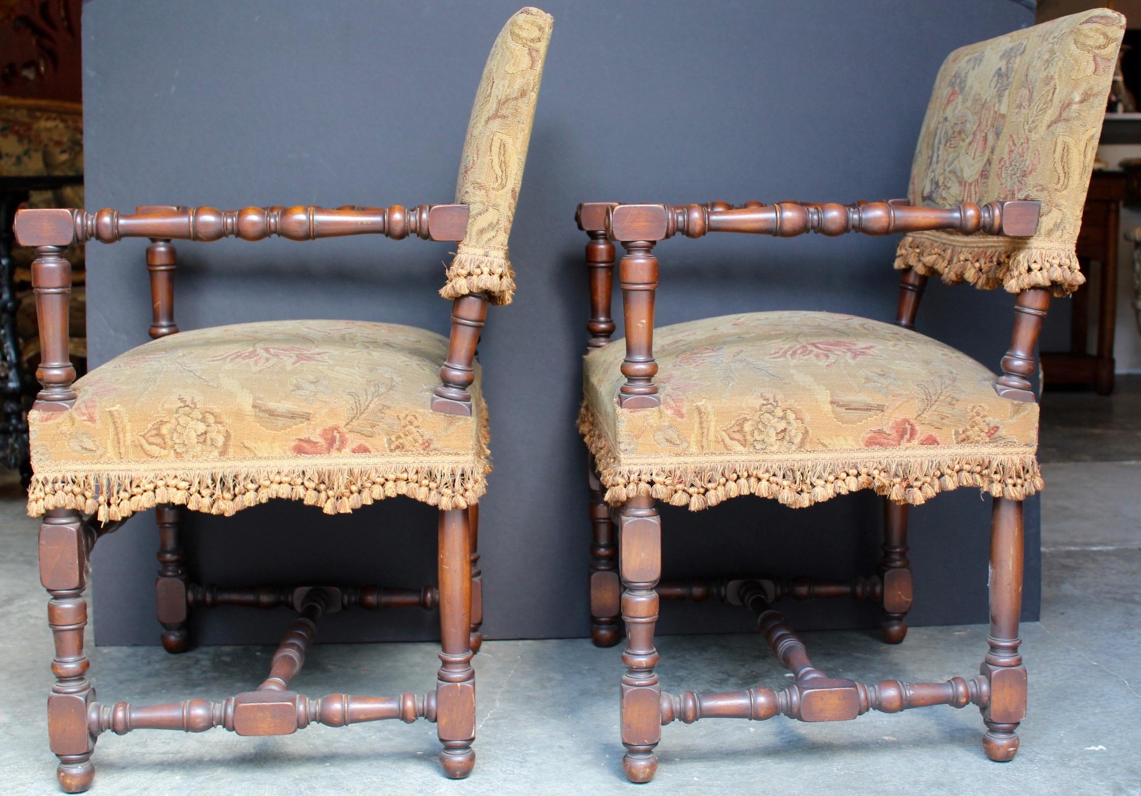 Pair of French Louis XIII Armchairs For Sale 4