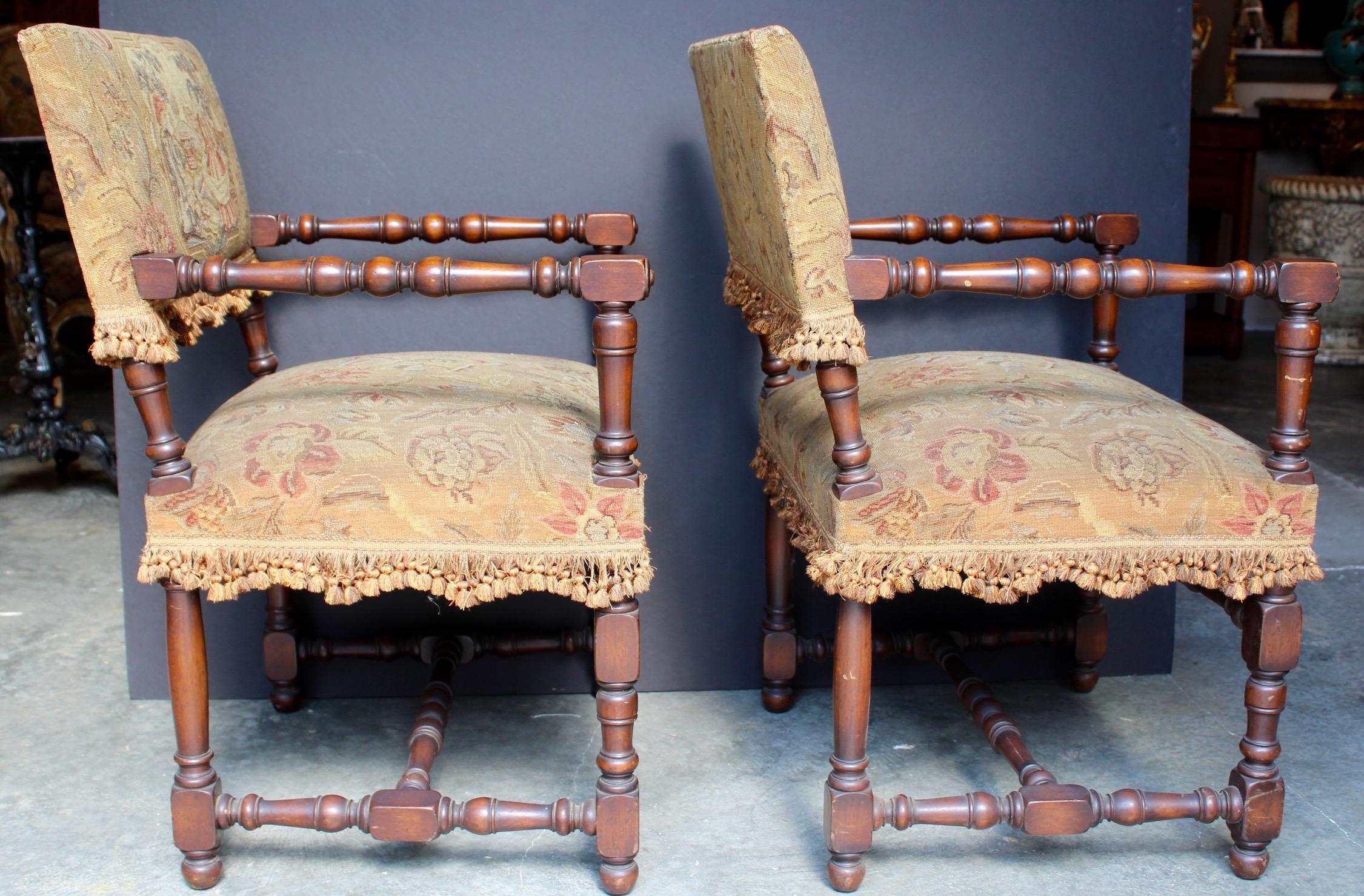 Pair of French Louis XIII Armchairs For Sale 2