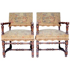 Pair of French Louis XIII Armchairs