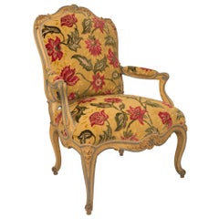 Pair of French 18th Century Louis XV Period Patinated Armchairs