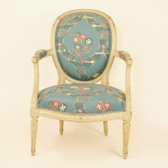 Pair of French 18th Century Louis XVI Painted Wood Armchairs by George Jacob