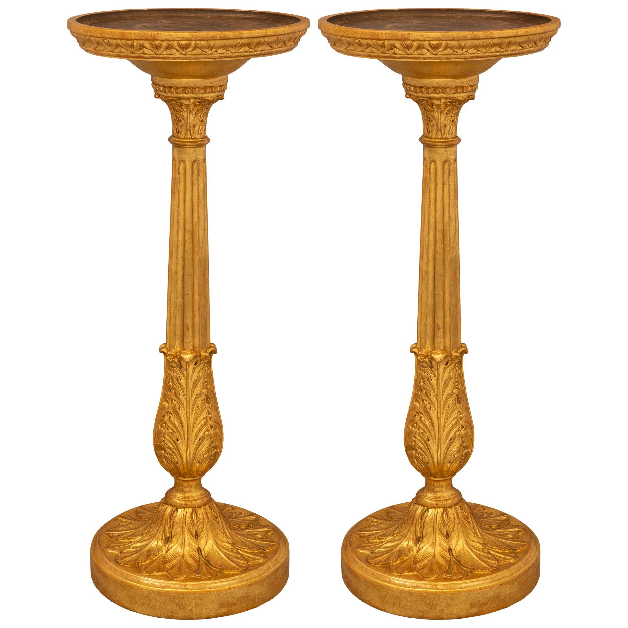 Pair of French 18th Century Louis XVI Period Giltwood & Patinated Wood Pedestals For Sale 6