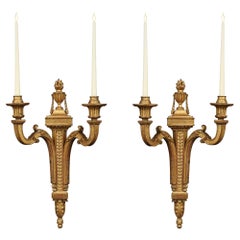 Pair of French 18th Century Louis XVI Period Giltwood Sconces