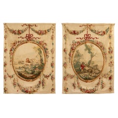 Pair of French 18th Century Louis XVI Style Aubusson Tapestries