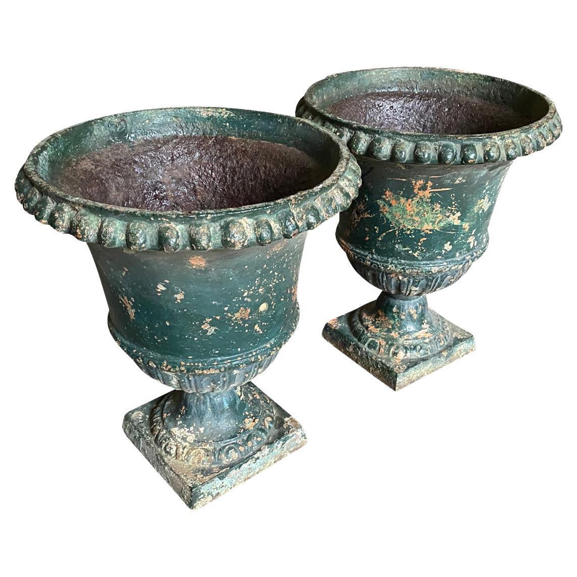 Pair Of French 18th Century Medici Urns  For Sale