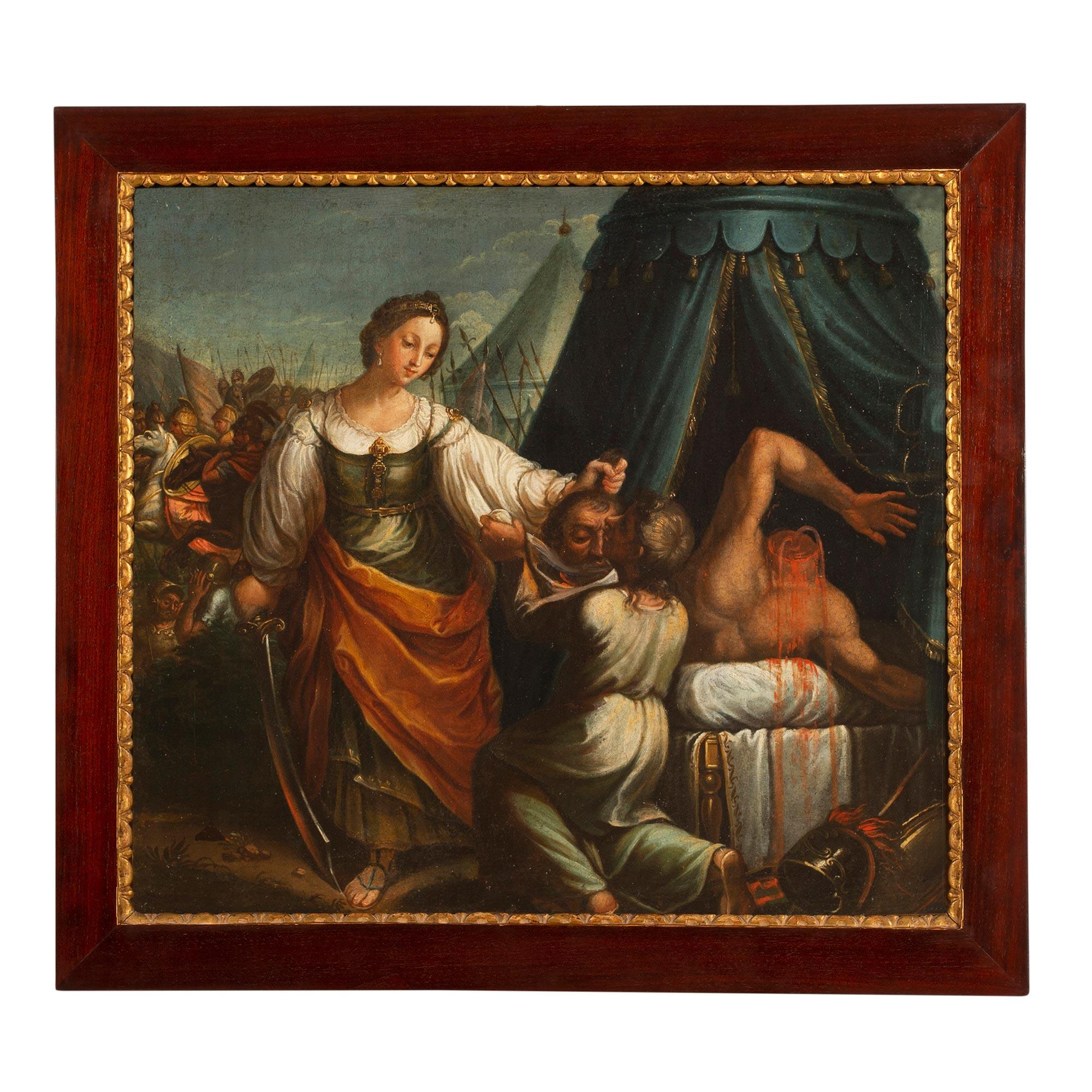 Pair of French 18th Century Oil on Canvas in Mahogany and Giltwood Frames In Good Condition For Sale In West Palm Beach, FL