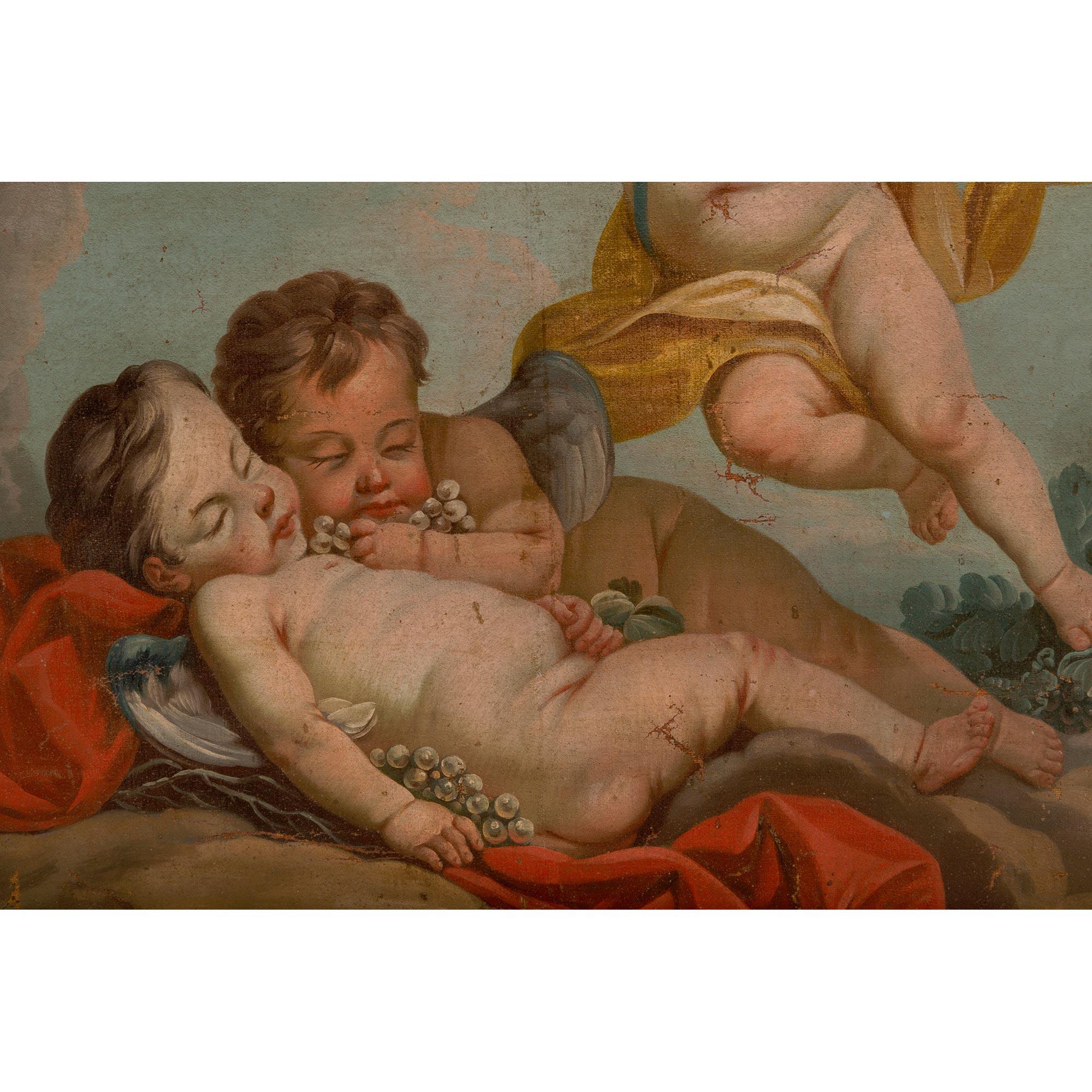 Pair of French 18th Century Oil on Canvas Paintings For Sale 1