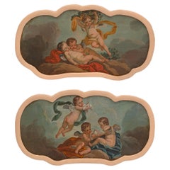 Pair of French 18th Century Oil on Canvas Paintings