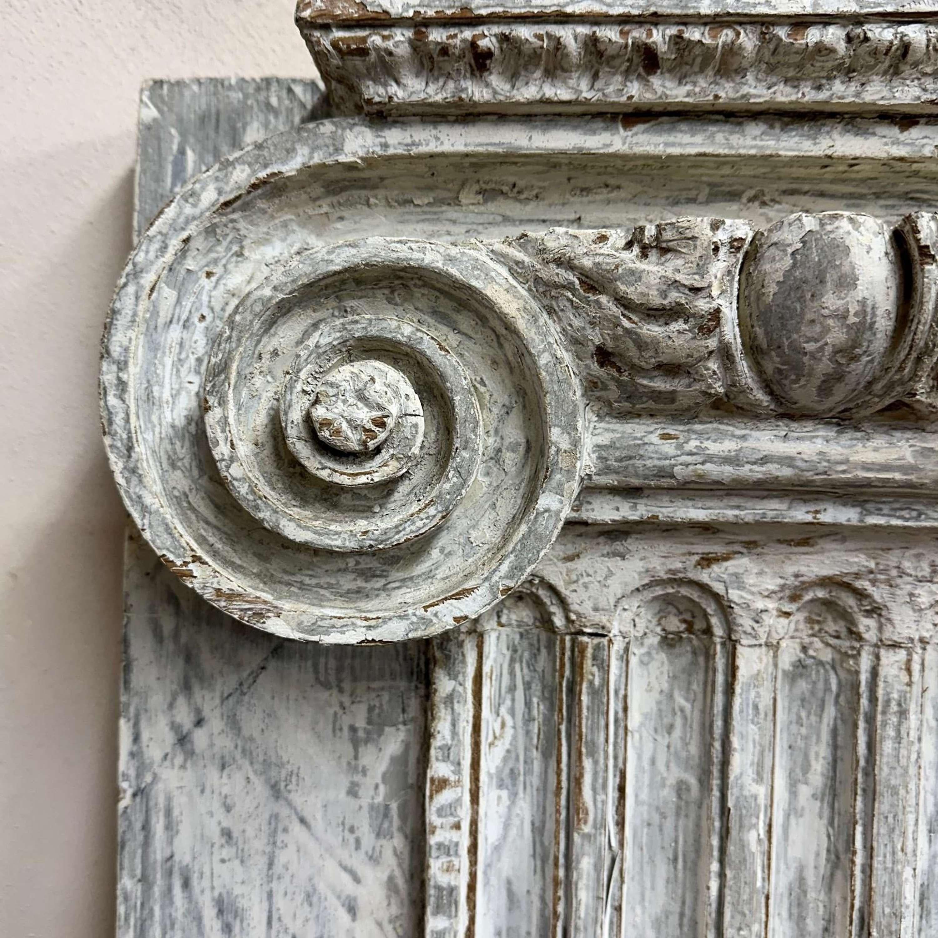 Oak Pair of French 18th Century Original Painted Columns and Capitals